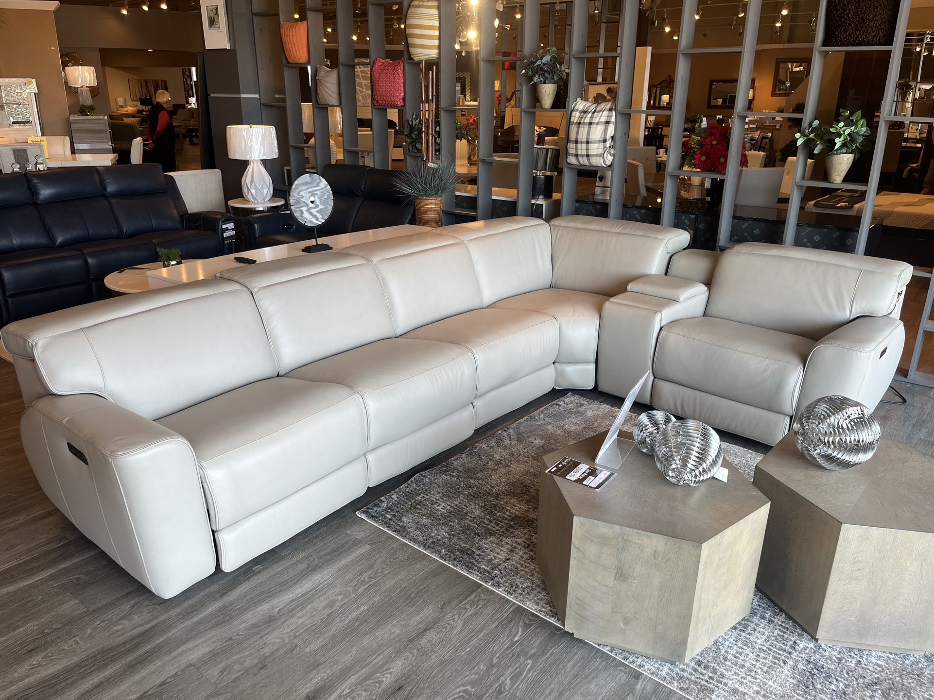 Genuine Italian Leather Power Reclining Sectional