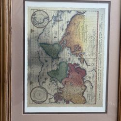 Nova Totius Terrarum Orbis Geographica 1638 Matthaus Merian Historical Map Gold