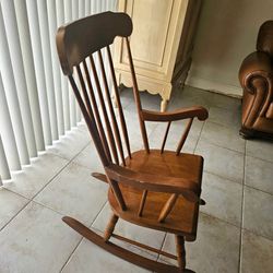 Solid Wood Windsor Style Arrowback Rocking Chair