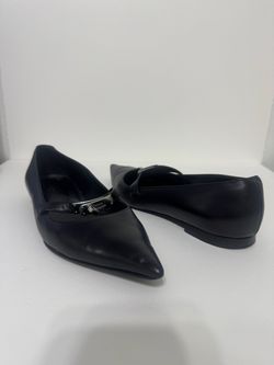 Hermes Black Leather Pointed-Toe Ballet Flats