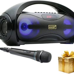 HIKEP Portable Bluetooth Speaker with Microphone, 20W Wireless PA Sound System Subwoofer Karaoke Machine with Stereo Sound Gift for Kids
