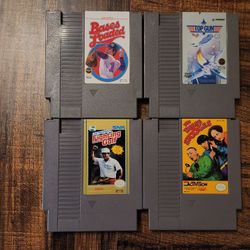 NES Game Lot, Top Gun, Bases Loaded, Fighting Golf, The Three Stooges. Loose