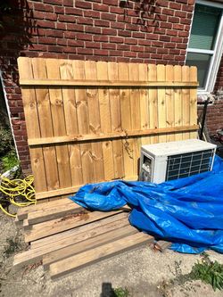 6 ft. x 8 ft. Pressure Treated Pine Privacy Dog-Eared Flat Top Wood Fence Panel