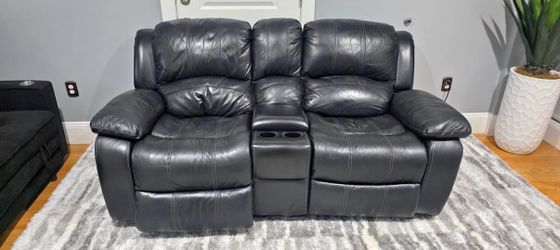 Black Leather Reclining Sofa