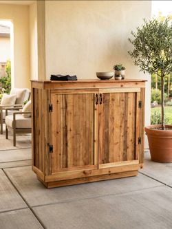 Rustic Wood Storage Cabinet with Double Doors