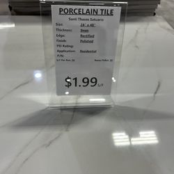 PORCELAIN TILE 24”X 48” $1.99/ Sq ft