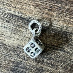 Sterling Silver Skull Dice Charm