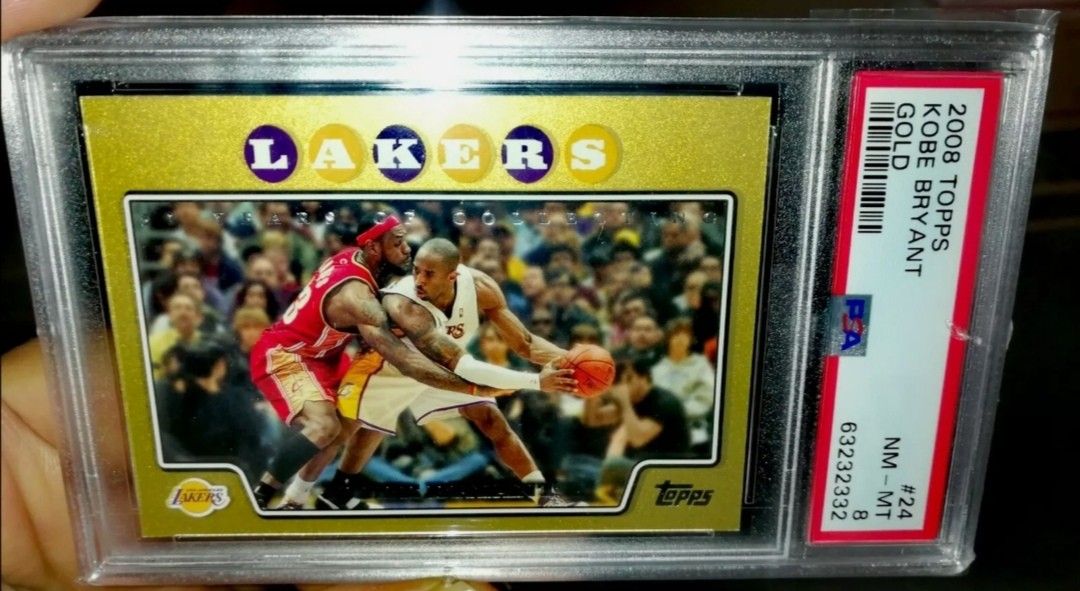 KOBE BRYANT VS LEBRON JAMES GOLD NUMBERED CARD LAKERS TOPPS PSA 8