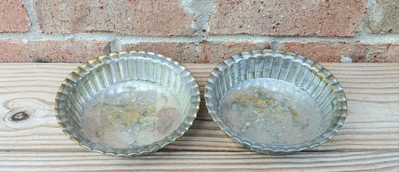 Vintage United Arab Republic Small Silverplate Brass Bowls