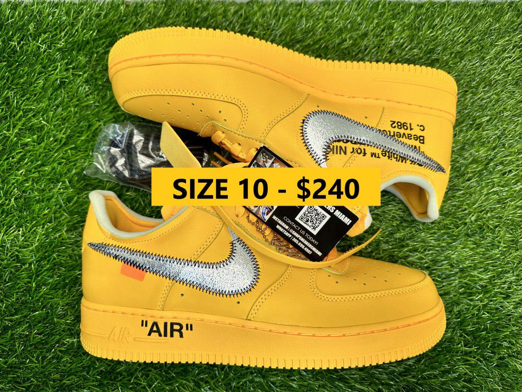 OFF WHITE NIKE AIR FORCE 1 LOW AF1 UNIVERSITY GOLD YELLOW NEW SALE SNEAKERS SHOES MEN SIZE 10 44 A5
