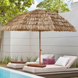 8'Thatch Patio Tiki Umbrella Tropical Palapa Raffia Tiki Hut Hawaiian Hula Beach Umbrella,Straw umbrella