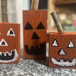 Home crafted Halloween/Fall wood pumpkins