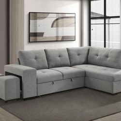 New Fabric Upholstered Sleeper Sectional- Finance Available 