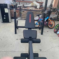 Weidee Exercise Weight Bench With Leg Presss And Bar