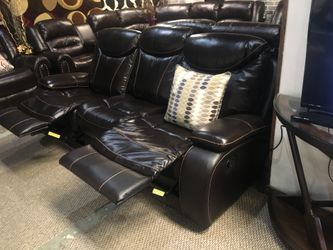 Genuine Leather Reclining Sofa Couch