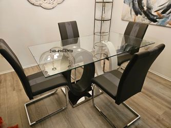 New D1628 glass 5pc dining table set special