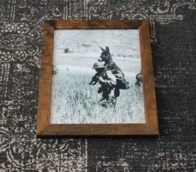 Framed Vintage Photo Print - Soldier Carrying Donkey / Mule (8x10)