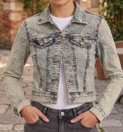 Papaya Acid Wash Cropped Denim Jacket Small