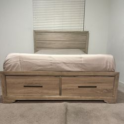 Queen Wood Platform Bed With Storage - Natural Wood - Living Spaces 