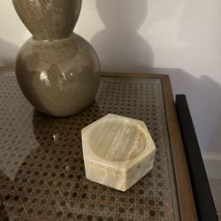 CB2 SEI GREEN ONYX PILLAR CANDLE HOLDER