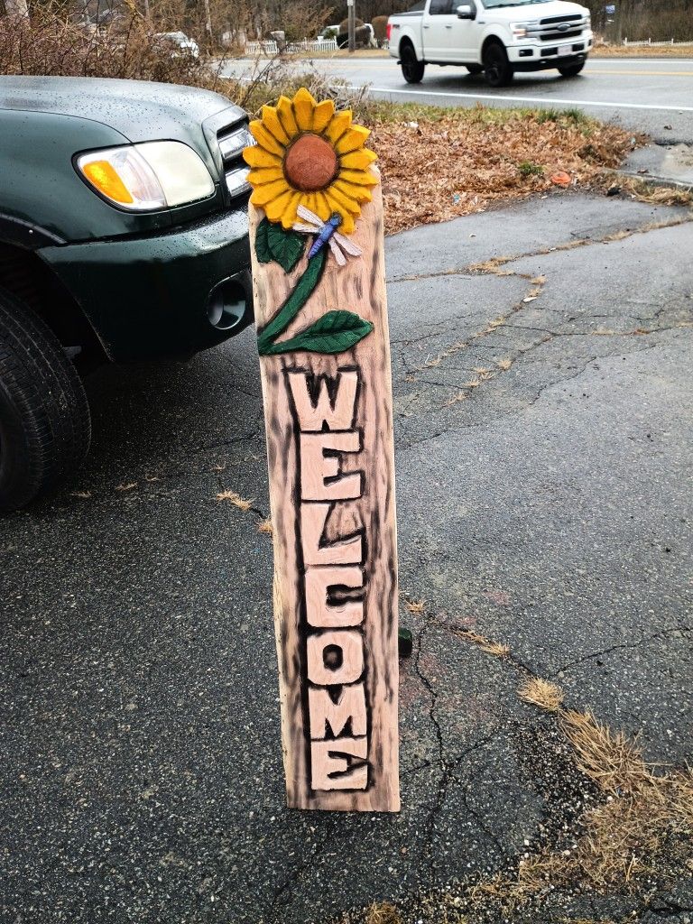 Welcome Sign Carving