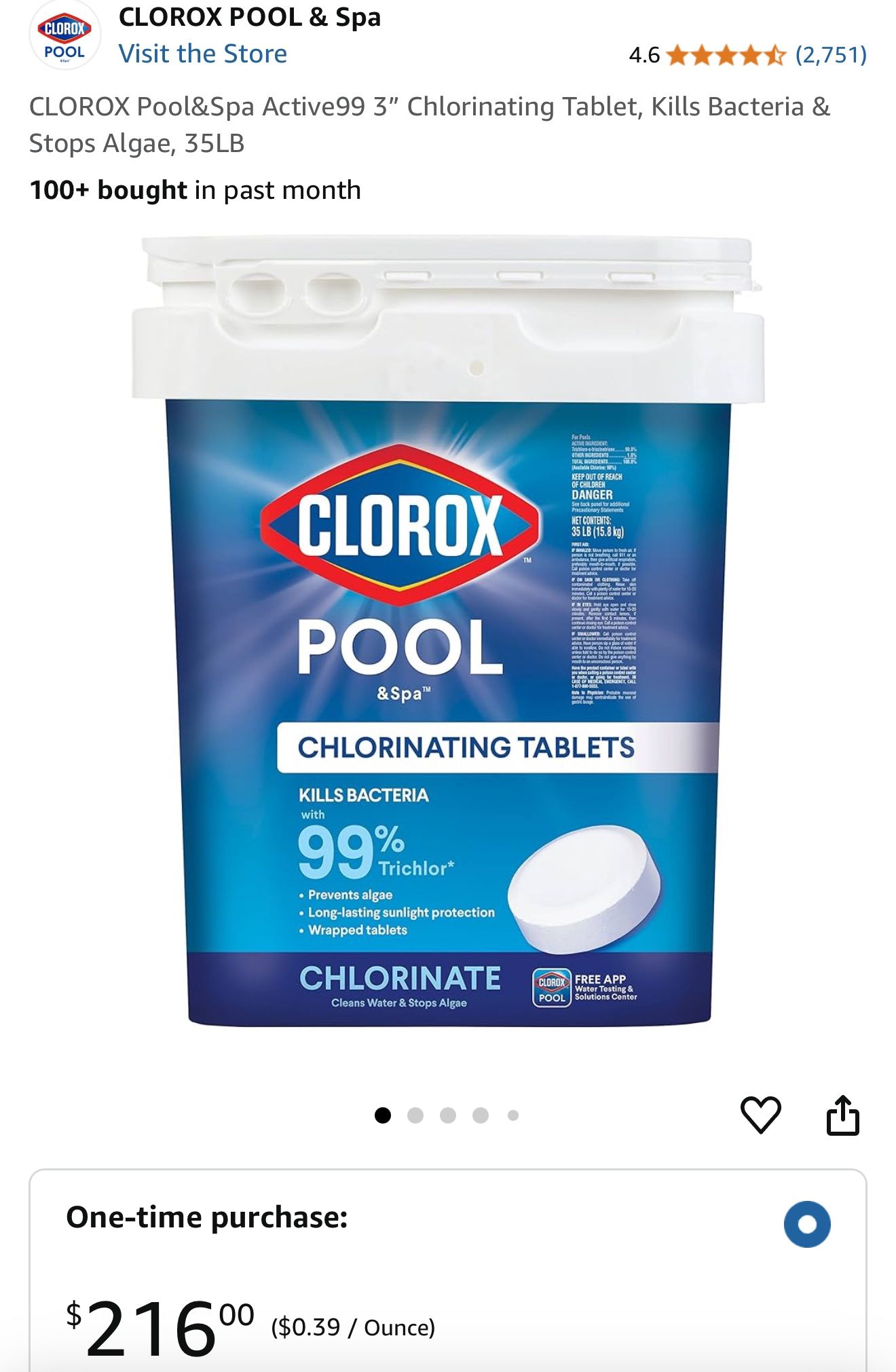 Clorox 35 Lbs Of 3 In Tabs 1/2 Price Get It While Available