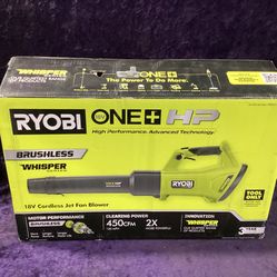 🛠🧰RYOBI ONE+ HP 18V Brushless WHISPER 130MPH/450 CFM Cordless Leaf Blower-NEW!(Tool Only)-$70!🧰🛠