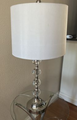 Chrome table and lamp