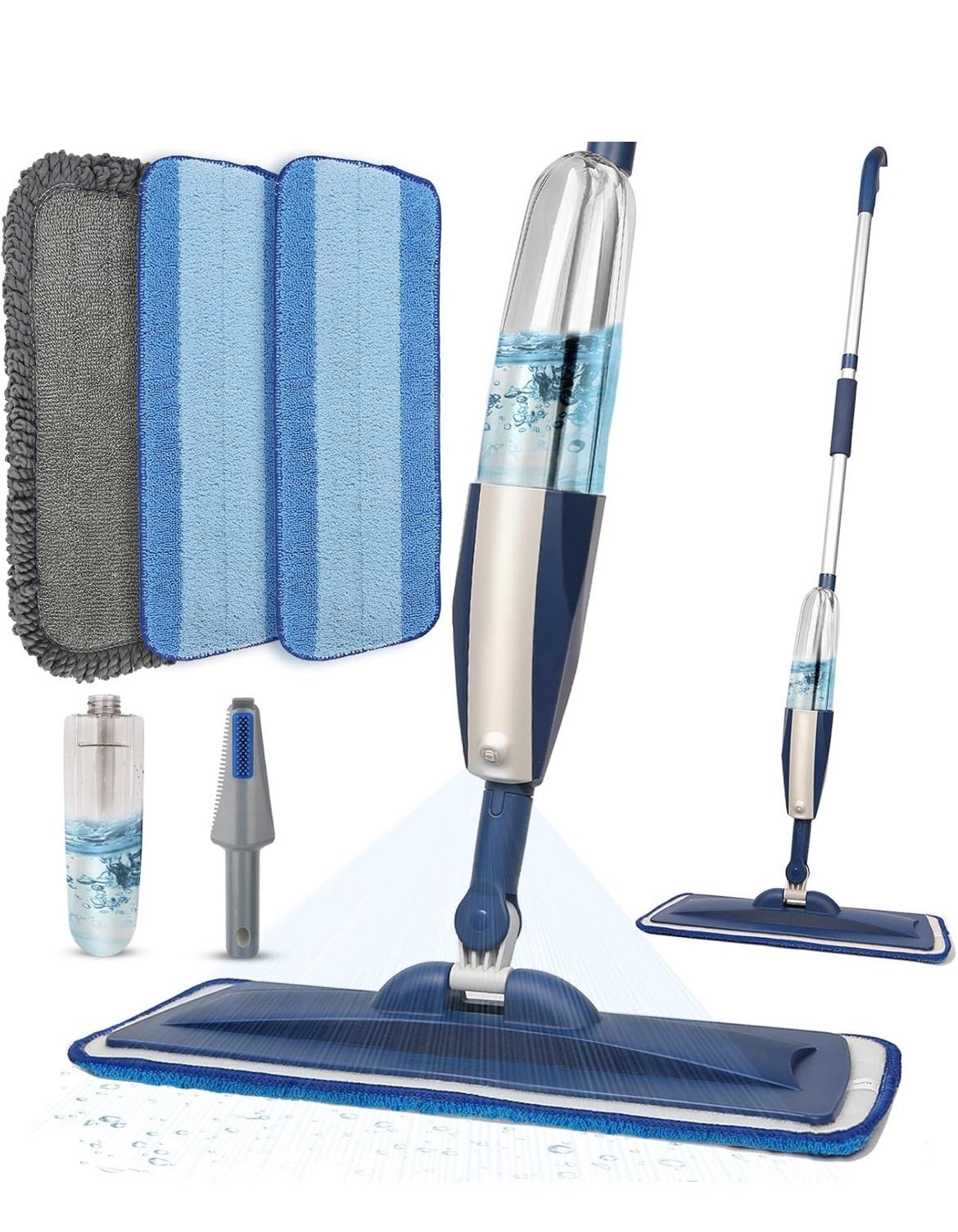 Mops for Floor Cleaning Wet Spray Mop with 14 oz Refillable Bottle and 3 Washable Microfiber Pads Home or Commercial Use Dry Wet Flat Mop for Hardwood