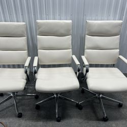 Cream Leather High Back Office Chair Lot of 7