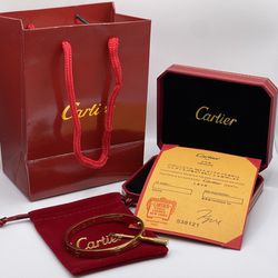 Cartier Love Leve Bangle Bracelet 18K Gold Size 18