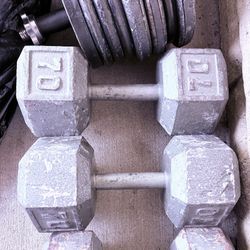 70 lb Dumbbell Pair – Heavy Cast Iron Hex Weights