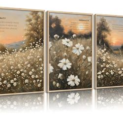 KKP Christian Wall Art Scripture with Floral Paintings Picture Wall Decor Wildflower Bible Verses