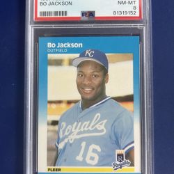 1987 Fleer Bo Jackson Rookie Baseball Card Graded PSA 8