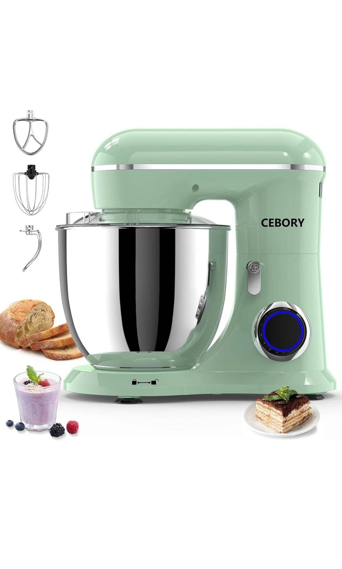 3-IN-1 Electric Stand Mixer, 6QT Bowl 10-Speed Kitchen Mixer, Household Food Mixers include Dough Hook, Beater and Whisk, Bread Cake Mixer for Baking