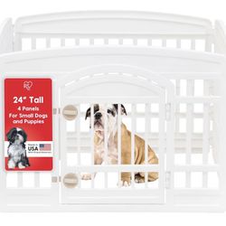 Dog Playpen With Door - White 35x35x24