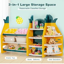 Costway-3-in-1 Kids Toy Storage Organizer 