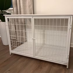 New White Dog Crate Furniture with Double Doors