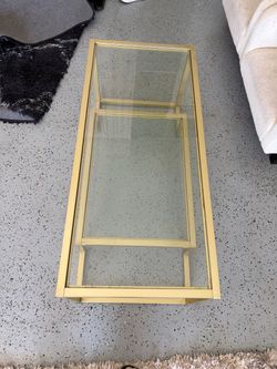 Gold Metal and Glass Coffee Table