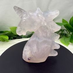 Crystal Pink Fluorite Unicorn Carving