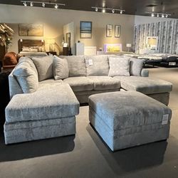 Light Grey 2pc Chaise Sectional Couch