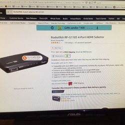 Rocketfish RF-G1185 4-Port HDMI Selector 1080p 3D Video 5.1 & 7.1 Surround Sound
