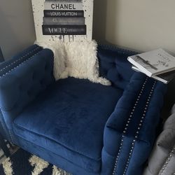 Inspired Navy Blue Loveseat 