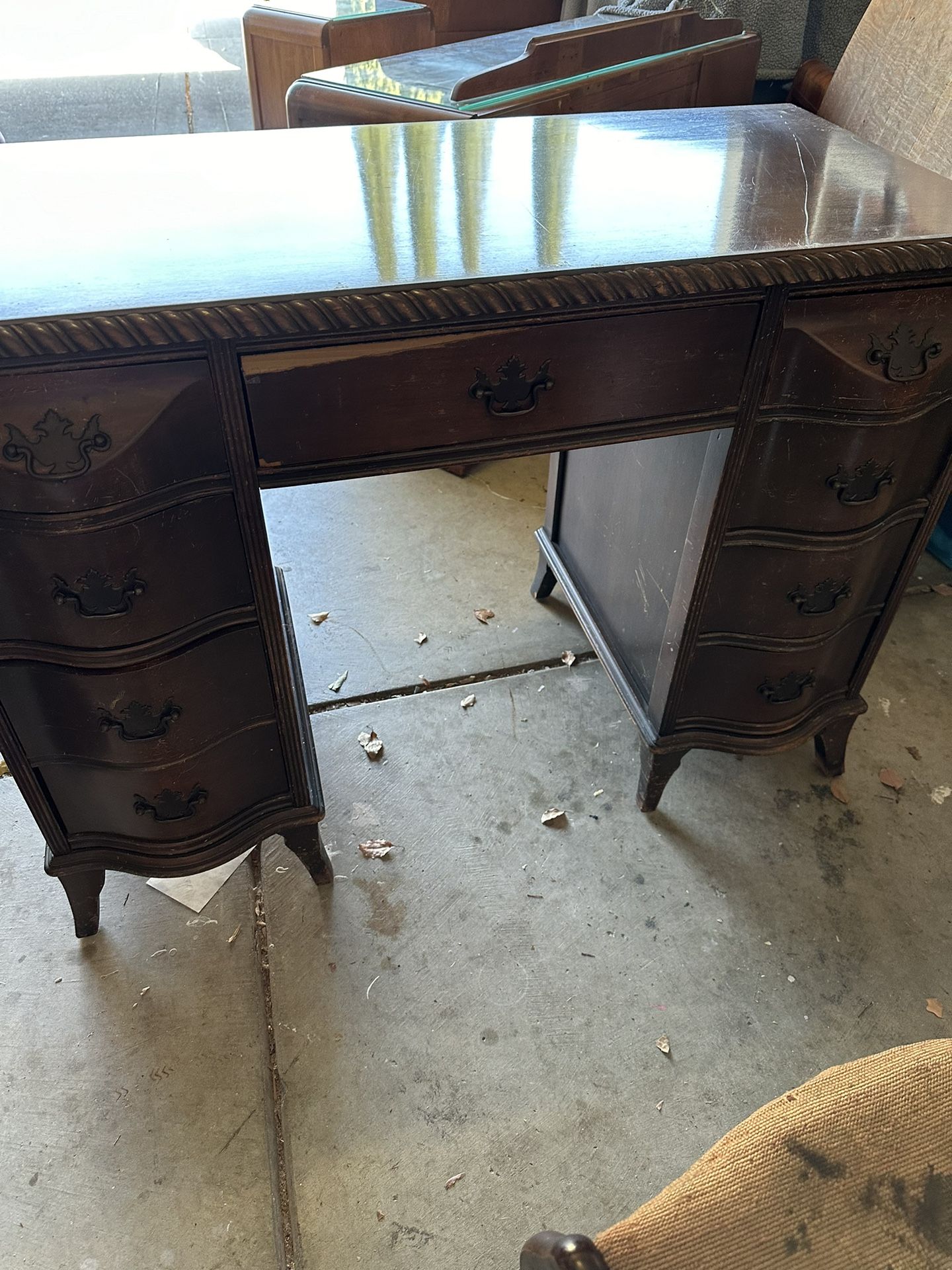 Antique Desk With Chair 