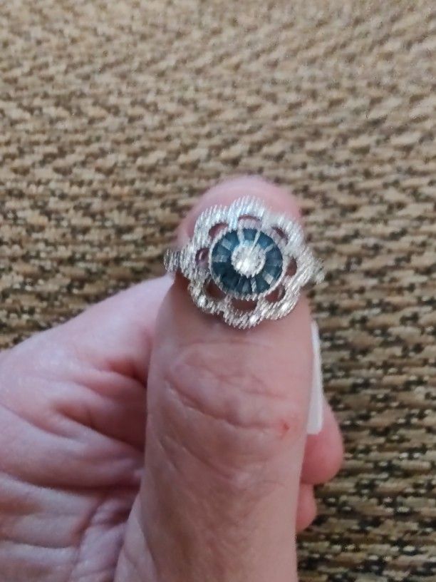 STERLING SILVER CZ RING.  SIZE 8.  NEW. PICKUP ONLY.