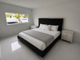 Black velvet bed frame
