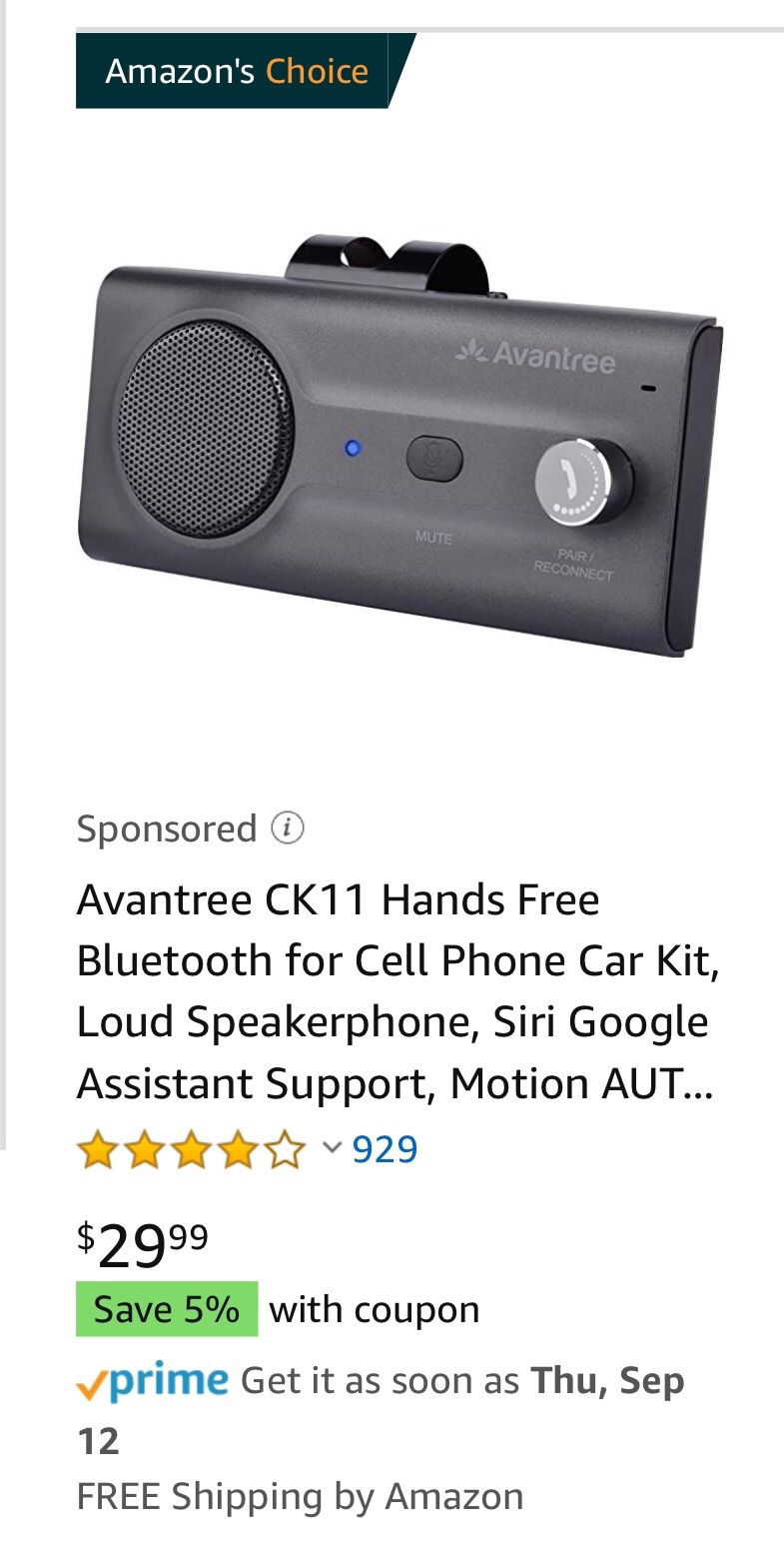 Avantree Hands Free Bluetooth cell phone car speaker