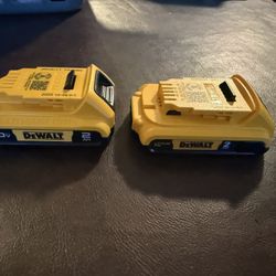 Two DEWALT 2amp Batteries 