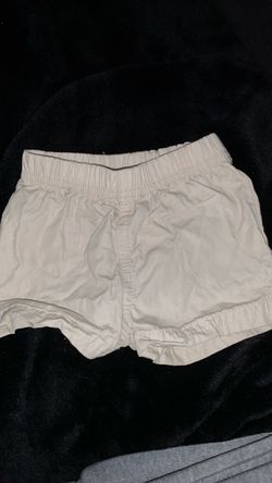 Nb White Elastic Waist Mini Shorts