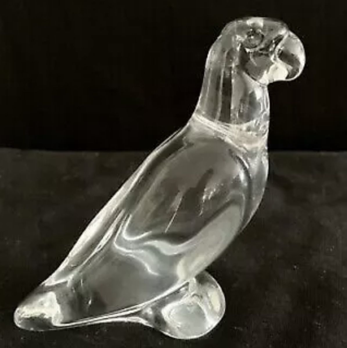 Baccarat PARROT clear Crystal Paperweight Figurine The Baccarat logo is acid etched on the base and "Baccarat" is scribed in script at the right-hand 